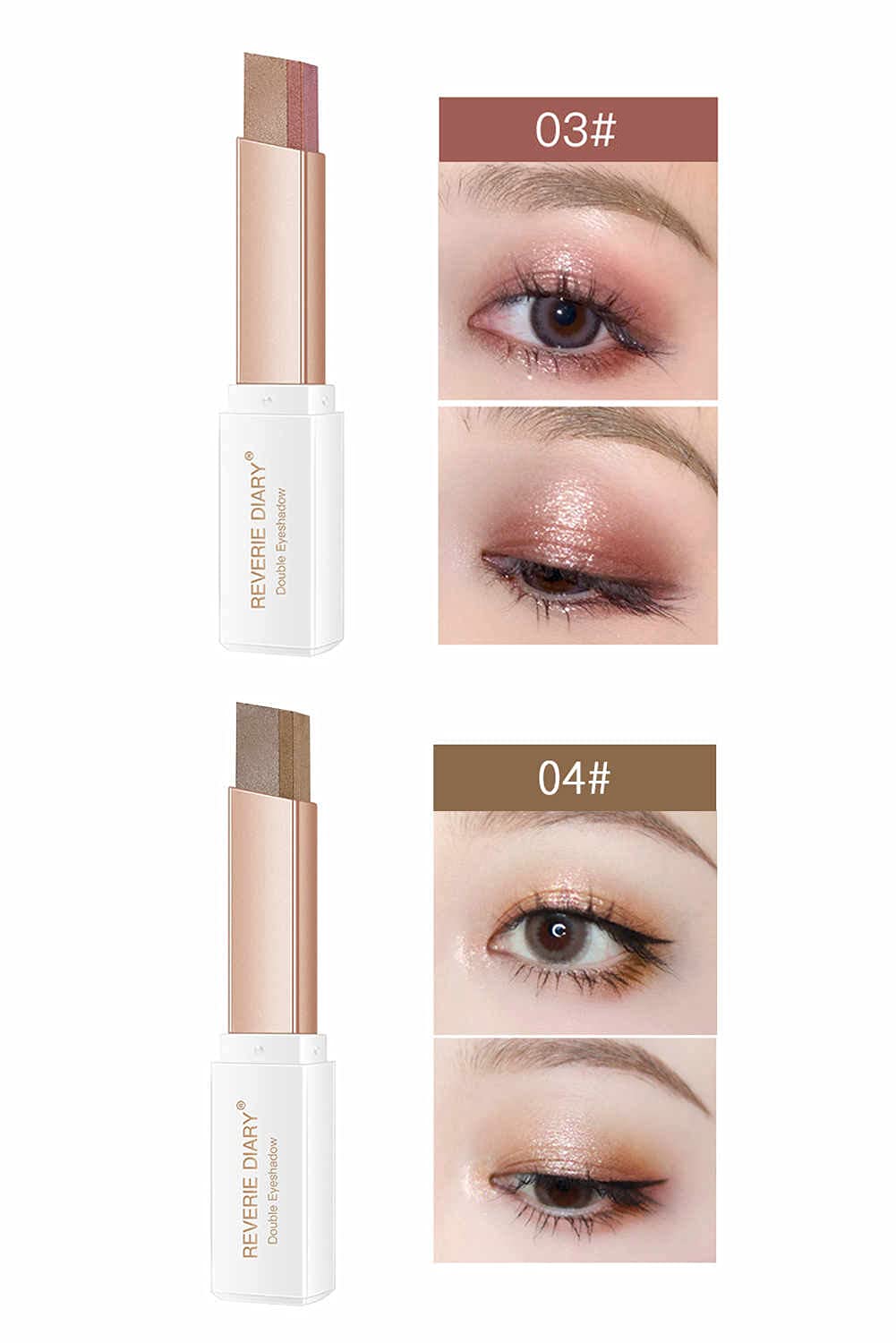 6 Pcs Double Colors Eyeshadow Stick Rotating Upgraded Glitter Gradient Eyeshadow Stick Long Lasting Waterproof Shimmer Cream Eyeshadow Stick Set