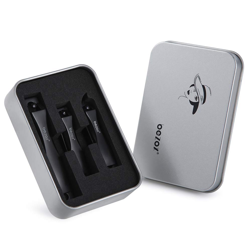 BEZOX Nail Clippers 3 Pcs - Heavy Duty Stainless Steel Straight Toenail Clippers for Thick Fingernail Toenail, Curved Blade Nail Cutters For shape Nail,Slant nail nipper for Trim Nail,Remove Cuticle