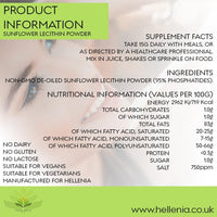 Hellenia De-Oiled Sunflower Lecithin Powder - 500g