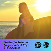 Sun Zapper Zinc Stick - Tan, Light Skin Sunblock SPF50+ Zinc Sunscreen Stick Made in Australia