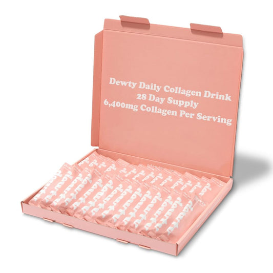 Dewty Collagen Drink - Peach Flavour Daily Collagen Supplements for Women - Individual Collagen Sachets - with Hyaluronic Acid, Biotin & Retinol, Great for Skin, Hair, Nails & Joints (28-Day)