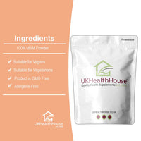 UKHealthHouse 100% Pure MSM Powder x 500g - Methyl Sulfonyl Methane - Joint Support - Food Grade