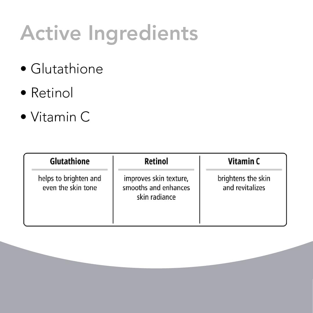 Novaclear Gluta White Plus Serum with Glutathione, Retinol and Vitamin C, for Skin Brightening/Reduce Wrinkle/Flawless Skin/Daily Care/Soft Skin/Natural Glow strong skin lightening properties.