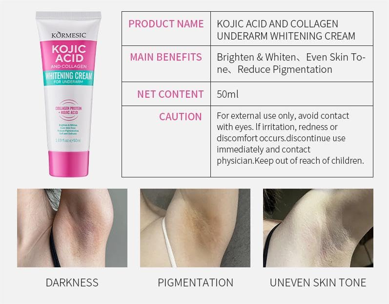 Korean Skin Care, Kojic Acid Skin Cream, Underarm Cream For Intimate Area, Private Parts, Knees, Elbows, Inner Thigh, Bikini Areas, Cream Quickly Absorb & Reduce Odor,Smoothing.