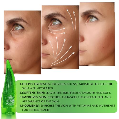 Alvanso Aloe Vera Firming Gel with Collagen and Hyaluronic Acid, Hydrating and Smoothing Formula - 250 ml