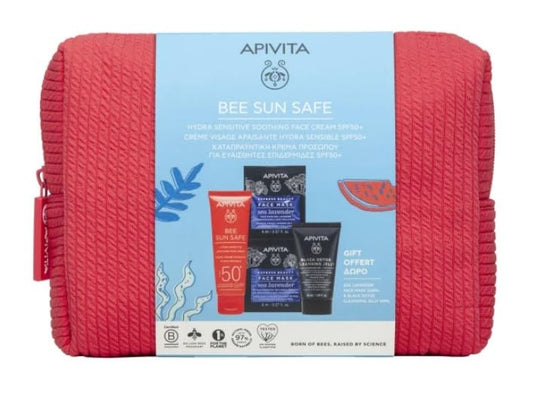 Apivita Promo Bee Sun Safe Hydra Sensitive Soothing Face Cream SPF50+, 50ml & Black Cleansing Gel 50ml & Face Mask Sea Lave
