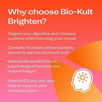 Bio-Kult Brighten – to Bring Out Your Inner Smile, with 14 Strains of Live Bacteria, Vitamins B6, B12, & D, Zinc & Magnesium - 60 Capsules