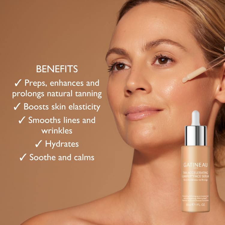 Gatineau - Tan Accelerating Lumipep Face Serum (30ml), Enhance Natural Tanning, Lightweight, Hydrating and Smoothing with Hyaluronic Acid