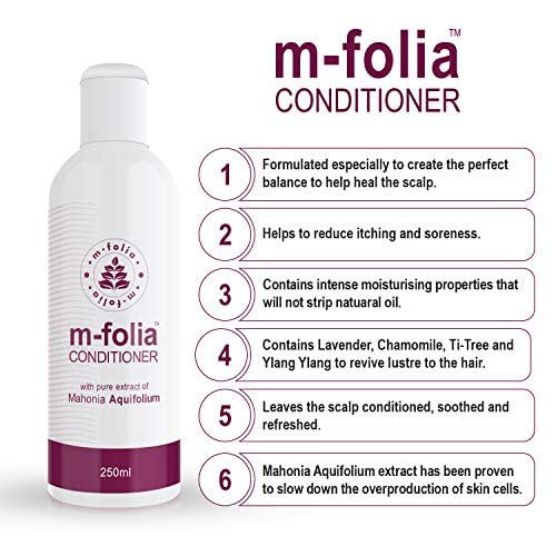M-Folia M-FOLIA Conditioner Dual Pack 2x 250ml A Light Cream Rinse Conditioning Treatment for Scalp Psoriasis & Eczema containing Pure Mahonia Aquifolium & a Special Blend of Aromatherapy Oils