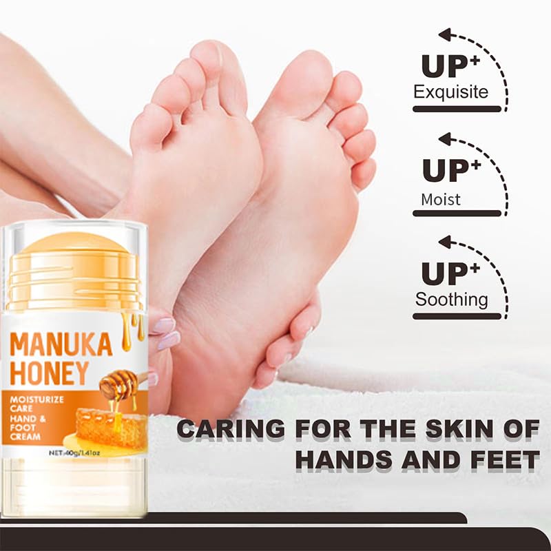 Honey Foot Cream for Very Dry Feet & Cracked Heels - Intensive Moisturising Repair Cream for Cracked Skin, Hard Skin Remover - Natural Foot Care Moisturiser for Women & Men