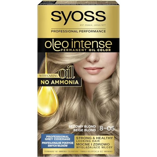Syoss Oleo Intense Hair Dye with Long Lasting Colouring with 8-05 Beige Blonde Oils