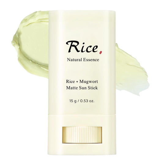 Matte Sun Stick SPF 50: Mugwort+Rice, Sunscreen Stick for Face & Body, Natural Roll on Sunscreen SPF 50, Waterproof Sun Cream Factor 50, Silky & Smooth, No White Cast, 15g