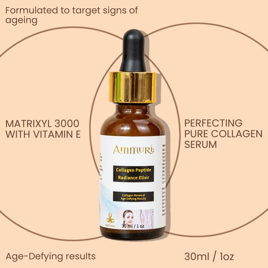 Premium Anti-Aging Collagen Serum by Ammuri - Infused with Matrixyl 3000, Hyaluronic Acid, Peptides, and Vitamin E for Visibly Reduced Fine Lines and Wrinkles
