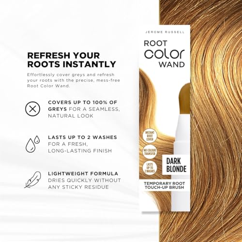 Jerome Russell Root Color Wand in Dark Blonde | Instant Up To 100% Grey Coverage | Non-Sticky Formula | Long-Lasting Results