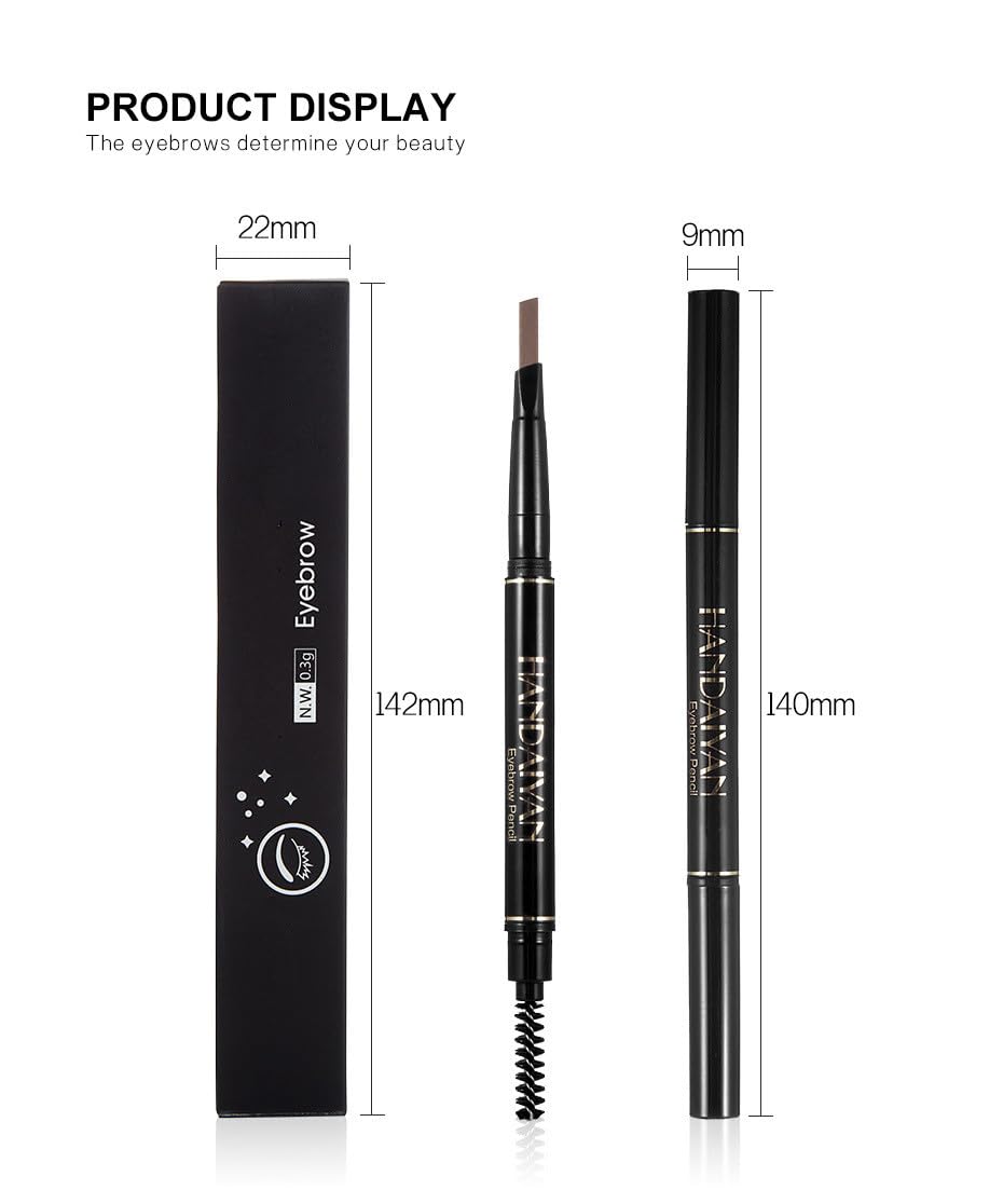 Go Ho 3 PCS Eyebrow Pen(Dark Brown,Brown,Black),Smooth Gel Eyebrow Pencil with Brush,Dual-sided Mechanical Brow Pen,Natural-Looking,Long Lasting Draws Brow Hairs Shapes,Defines,Fills Eyebrow Makeup