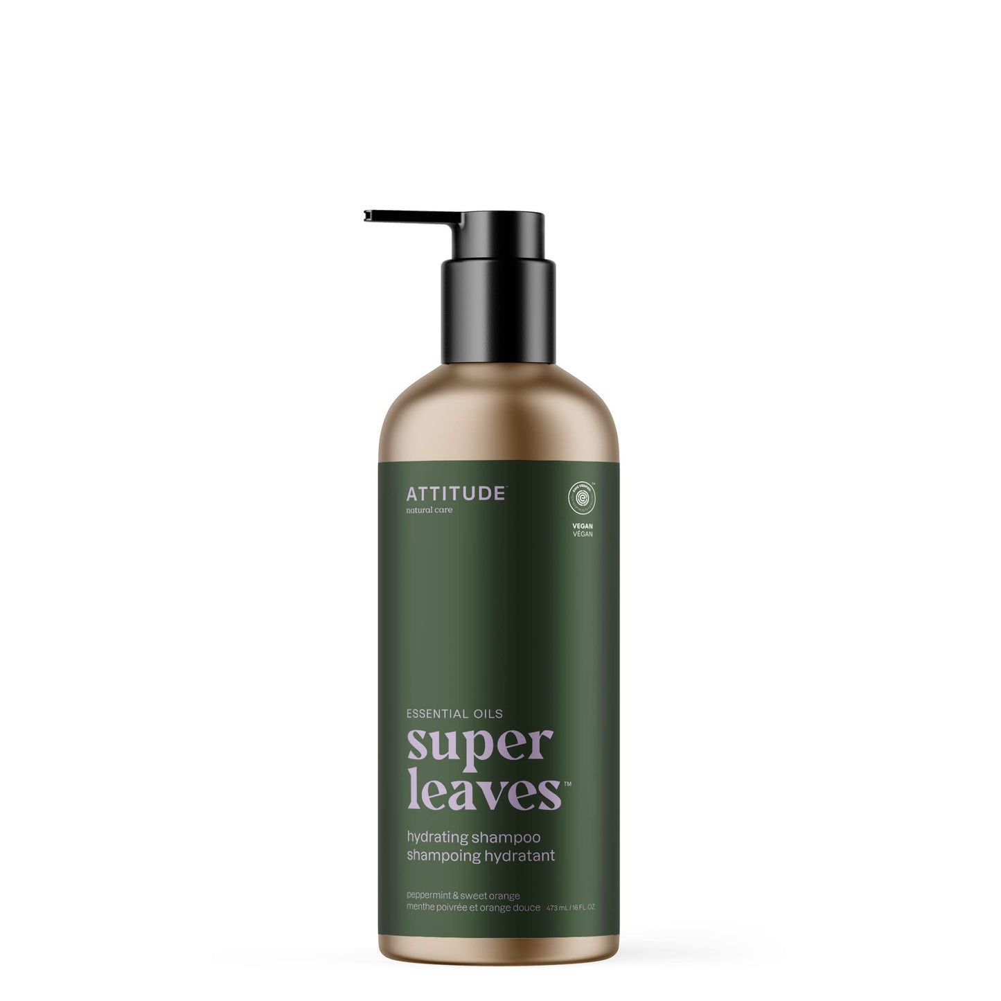 ATTITUDE Hair Shampoo, EWG Verified, Plant and Mineral-Based Ingredients, Vegan Beauty and Personal Care Products, Refillable Aluminum Bottle, Hydrating, Peppermint & Sweet Orange, 473 ml