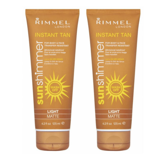 2 x Rimmel London Instant Tan Sun Shimmer Instant Tan - Light Matte 125ml