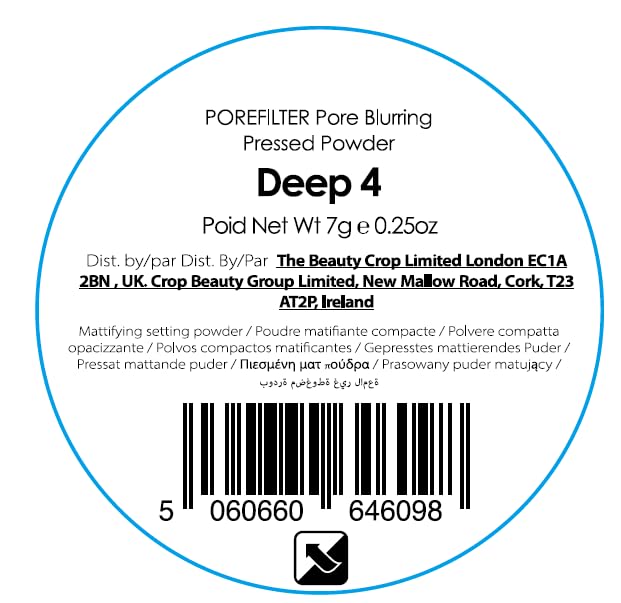 The Beauty Crop PoreFilter Pressed Powder - Blurs Pores & Controls Shine - Deep Shade - 0.34 oz