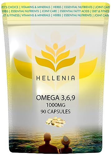 Hellenia Omega 3,6 & 9 Complex | 1000mg - 90 Softgel Capsules | High Strength | UK Manufactured