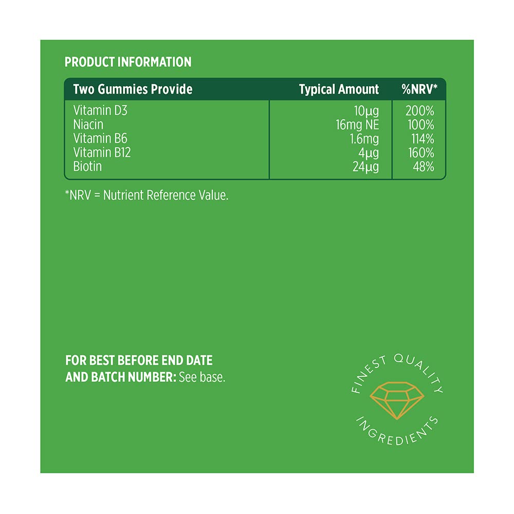 Vitawell Energy Vita Voom Gummies | 60 Strawberry Flavour | 2 a Day Chewable Vitamins | Vitamins B6, B12 and Niacin Contribute to The Reduction of Tiredness & Fatigue | 1 Month Supply | by Vitawell