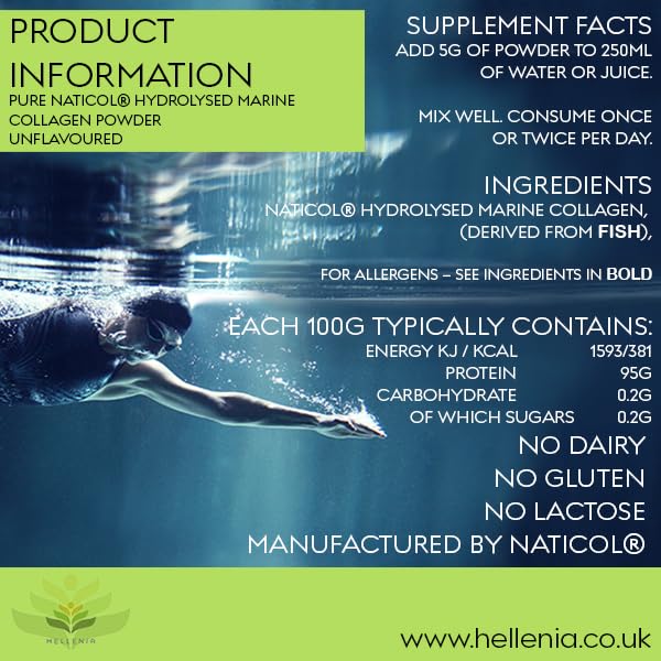 Pure Hydrolysed Marine Collagen Powder 300gram | Natural | Unflavoured | Type 1 and 3 | All 9 Aminos | Maintains Joints, Bones, Tendons, Muscles | Supports Skin, Hair, Nails | 60 Servings