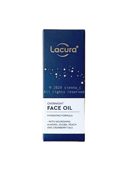 Lacura | Overnight Face Oil - Hydrating Formula - With Nourishing Almond, Jojoba, Peach & Cranberry Oils | 30mL