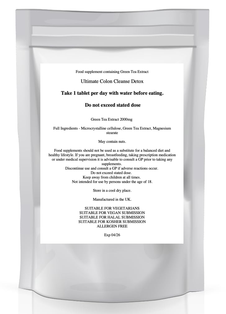 Generic Colon Cleanse Vegan Detox Aid for Gut Health, Digestion Aid, Supports Bowel Function, Constipation Relief and Bloating - 30 Tablets (1 Month Supply)