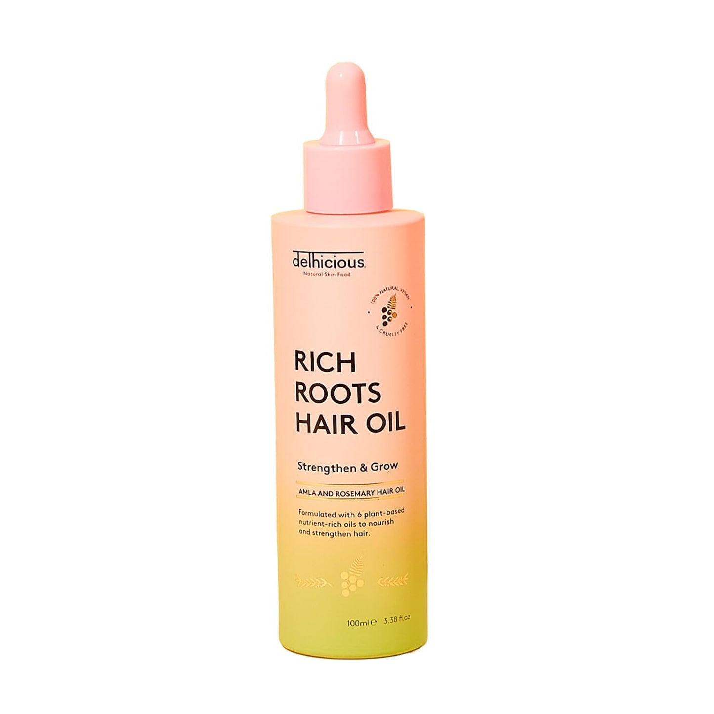 Delhicious Mini Rich Roots Amla & Rosemary Hair Oil. Strengthen & Grow. Pure Indian Amla Oil. 100% Natural. Award-winning.