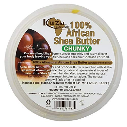 KUZA 100% PURE AFRICAN SHEA BUTTER CHUNKY 283gm FOR SKIN, HAIR & NAILS