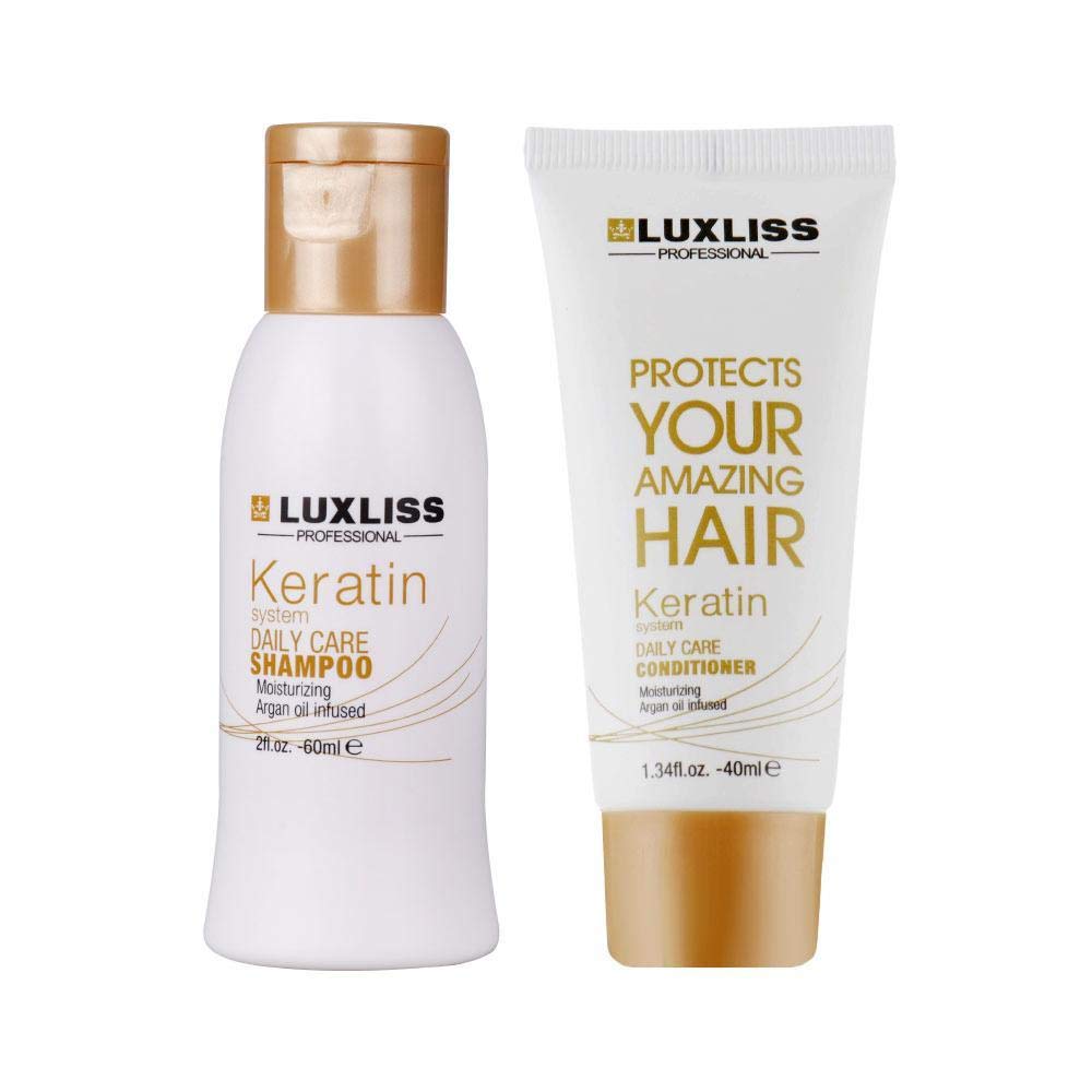 Luxliss Keratin Daily care Shampoo&Conditioner Argan oil infused Travel Kit (60ml&40ml)
