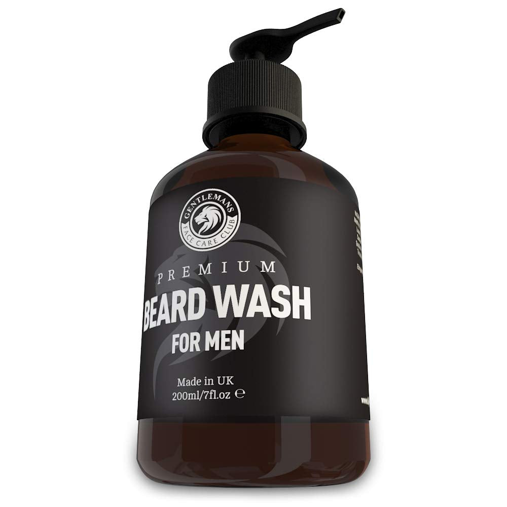Gentlemans Face Care Club Beard Shampoo - Vegan Friendly Beard Wash & Conditioner For Men - Gently Nourish + Boost Growth With 200ml Organic Beard Softener For Men