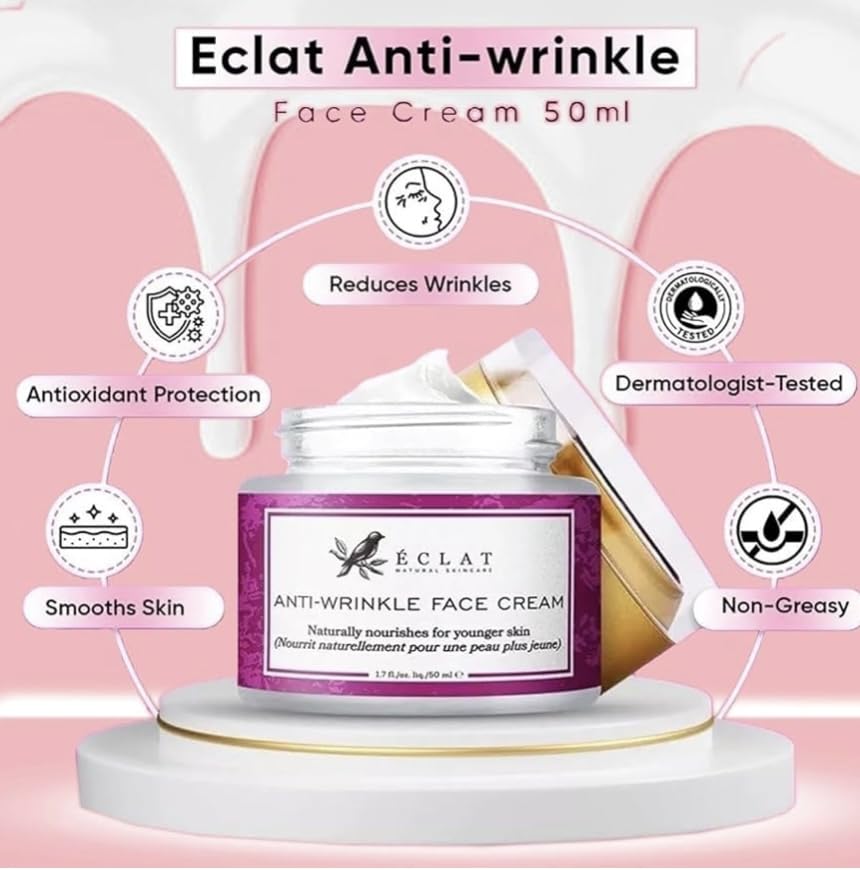 The EQ-Eclat Anti-Wrinkle Cream | Hydrates & Rejuvenation | Anti-Ageing Antioxidants | Smooths Wrinkles | Nourishes Younger Skin | Vitamin C Moisturizer| Non-Greasy Formula | 50ml