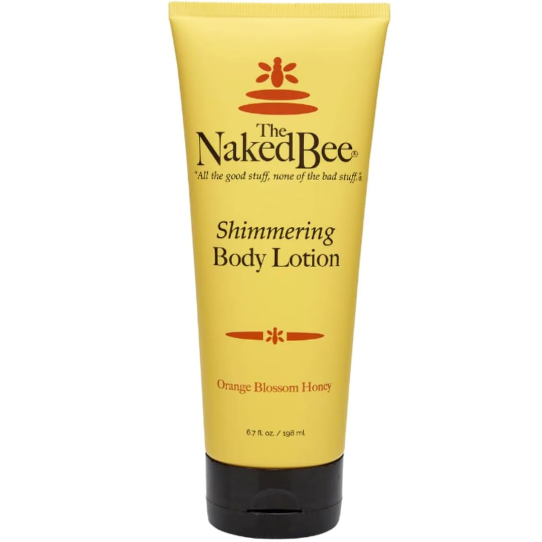 The Naked Bee Shimmering Orange Blossom Honey Hand & Body Lotion 6.7oz. Moisturising Body Lotion for Women. Shimmer Body Lotion, Hydrating Skin Care. Moisturising Shimmer Body Lotion for Hydration.