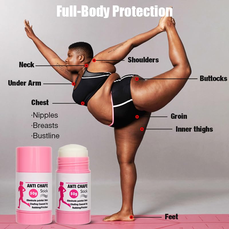 Shengqialun Anti Chafe Balm Stick - Anti Chafing Cream For Cyclists & Runners - Long-Lasting Chub Rub Stick With Beewax & Rose Oil - Daily & Holiday Essentials With Waterproof