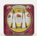 Crabtree & Evelynn Hand Therapy Gift Set in a Tin (Green Tin - Rosewater - Pomegranate Argan & Grapeseed - Pear and Pink Magnolia)
