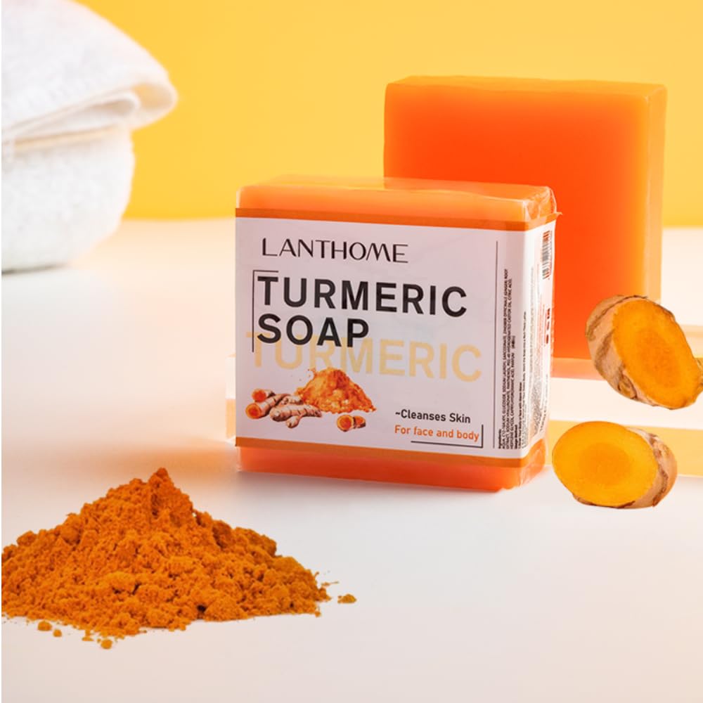 JEMPET Turmeric Soap Natural Ginger Bar Soap: 2PCS Plants Essential Oil Bar Soap for Face & Body - Reduces Acne & Dark Spot & Cleanses Skin