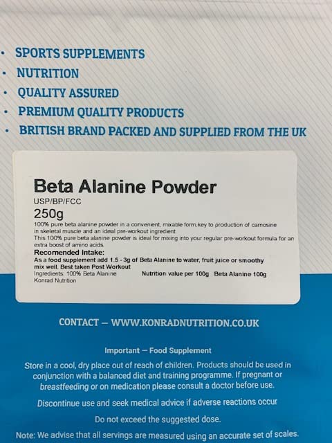 Konrad Nutrition Beta Alanine Pure Powder USP Grade (250g)