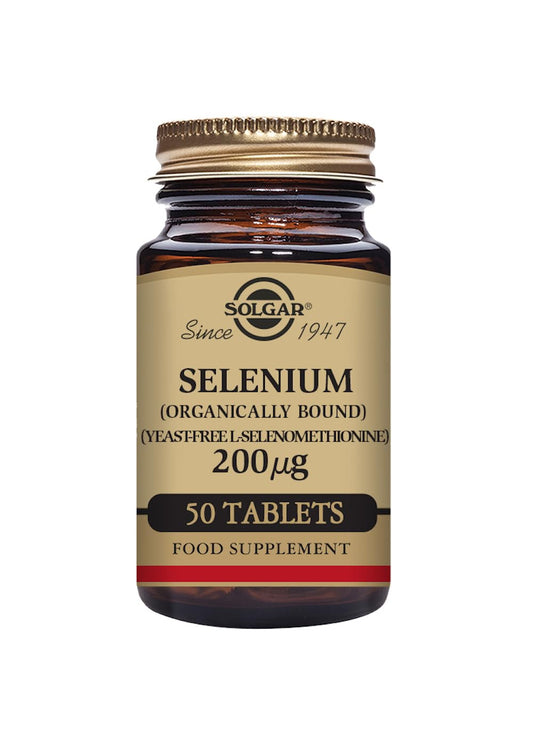 SOLGAR Solgar Selenium (Yeast-Free) 200 µg Tablets - Pack of 50 - Healthy Hair and Nails - Supports the Immune System - Vegan and Gluten Free