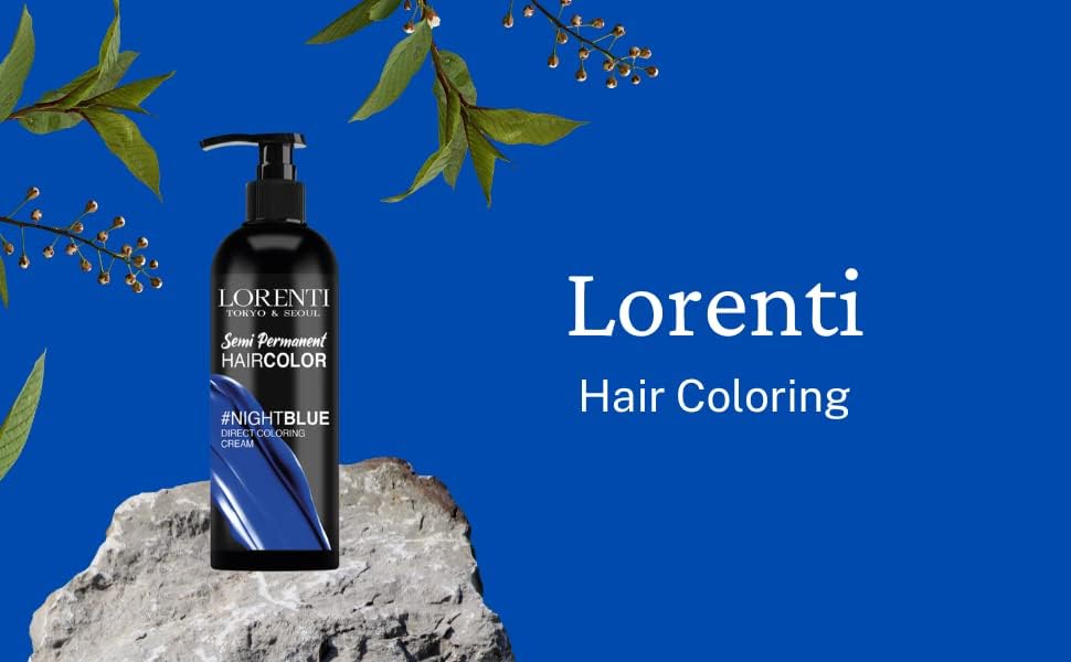 Lorenti Semi Permanent Direct Coloring Cream | Long Lasting Hair Colour Result | Night Blue 250 ml