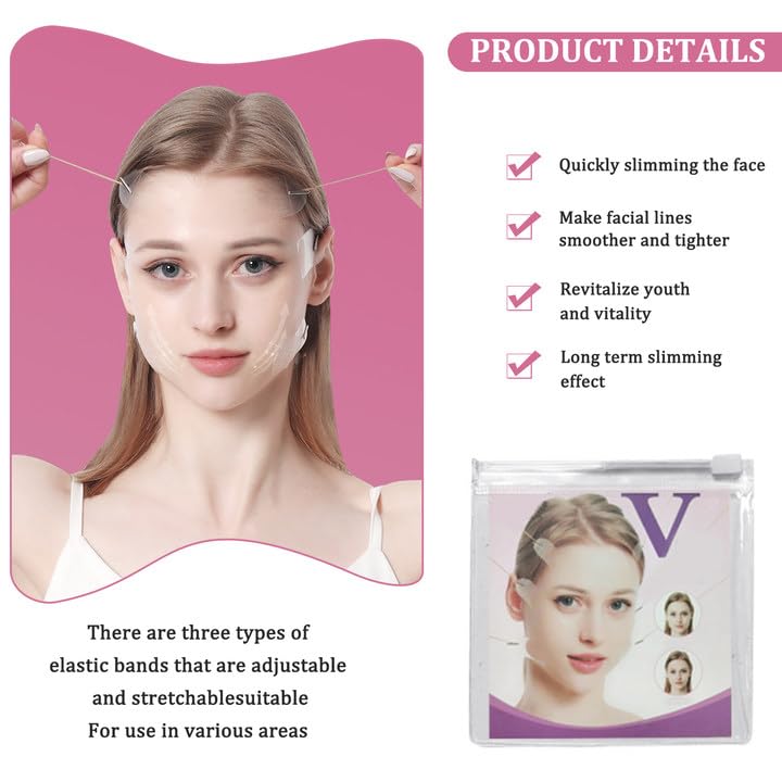 Anmahe 80 Pcs Face Lift Tape, Invisible Face Lift Patches with 16 Lifting Ropes Instant Facelift Tape Face Neck Lift Tape Double Chin Lifting Saggy Skin Face Lifter Tape for Skin Firming Makeup Lifting Tool