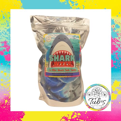 Tub's bath bombs 4 Mini Shark Attack Bites Bath Bombs Gift Birthday Present Kids Bathbomb Unique UK Bloodbath Blood Vegan Approved Certified Cruelty Free