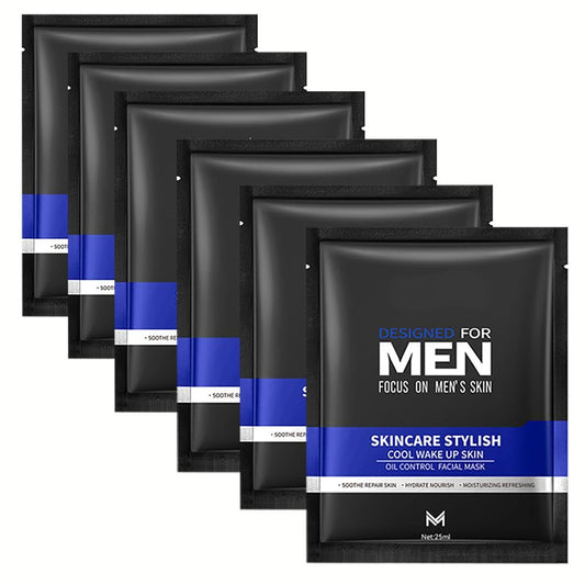 Generic 6 PCS Men's Face Mask Set – Hydrating, Refreshing & Oil Control Skincare Set with Collagen – Deep Cleansing Facial Masks for All Skin Types – Daily Skincare for Men (1pcs)