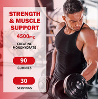 K - KONNEKT Creatine Monohydrate Gummies, Added 500mg BCAAs and Turmeric Extract, 4500mg per Serving, Pre-Workout Gym Supplement for Men and Women (1 Month Supply), Watermelon Burst