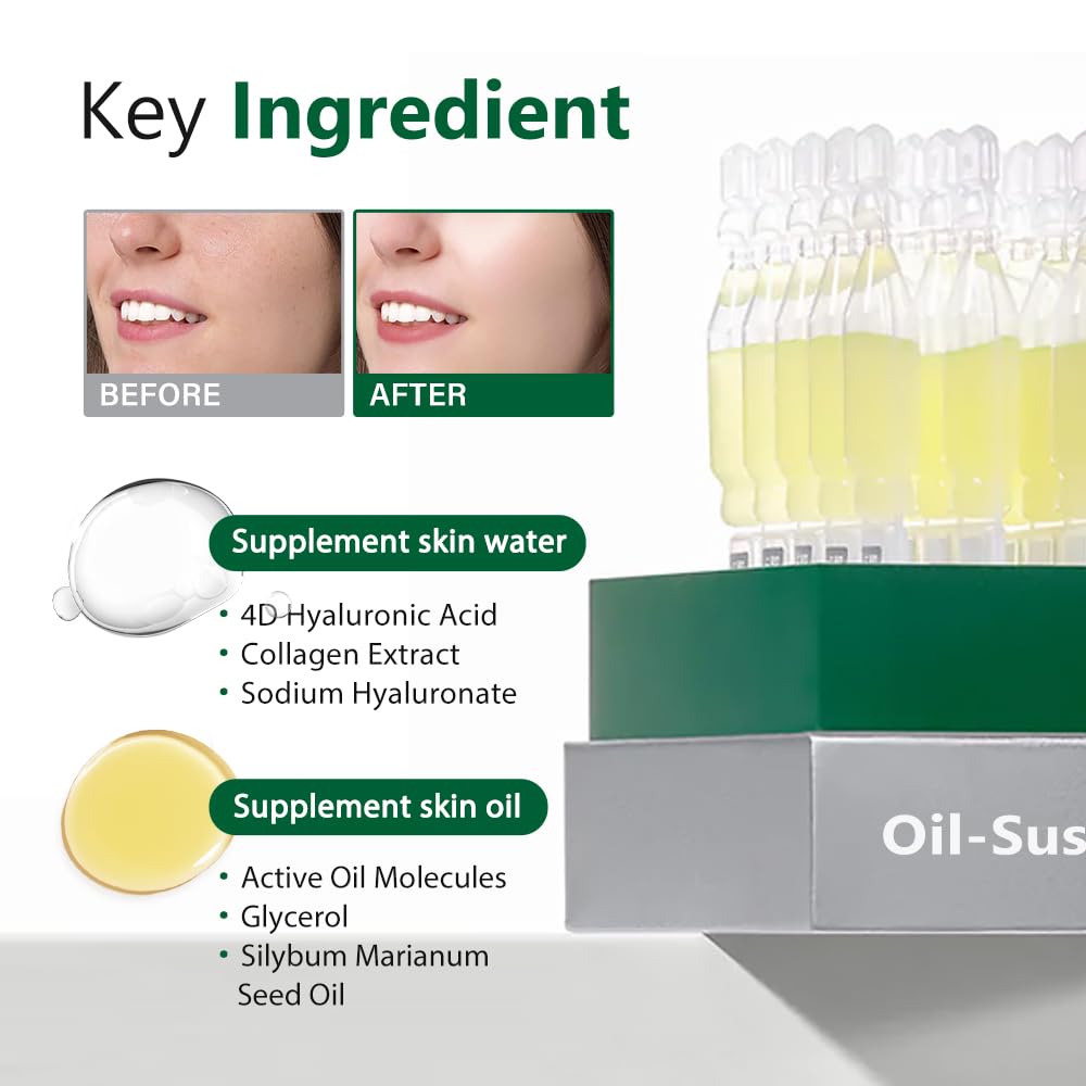 ANGEL SILK Emergency Repair Oil-Suspension Serum, 4D hyaluronic acid, Collagen Serum, Barrier Repair Firming, Water Oil Balance, Single-Use Vials Skincare for Sensitive Skin (1.5ml/0.05 fl.oz.)*30