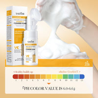 Vitamin C Foaming Face Cleanser with Brush, Foaming Cleanser for skin tone, Reduces fine lines & wrinkles, Exfoliates the skin