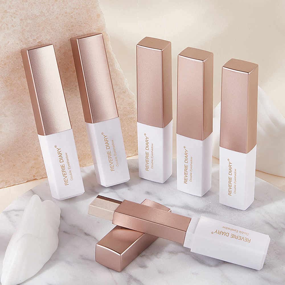 6 Pcs Double Colors Eyeshadow Stick Rotating Upgraded Glitter Gradient Eyeshadow Stick Long Lasting Waterproof Shimmer Cream Eyeshadow Stick Set