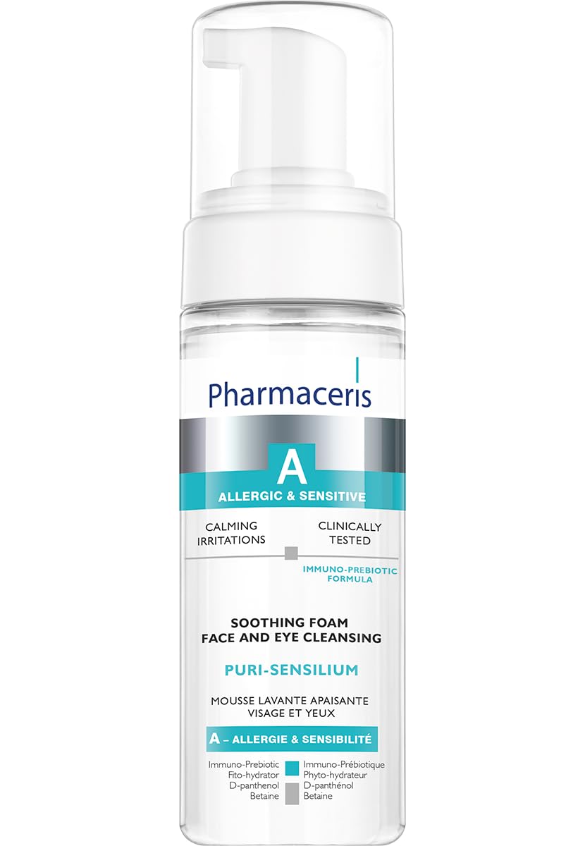 Pharmaceris A Puri-Sensilium, Eye and Face Cleanser, Foaming Cleanser for Sensitive Skin, Soothes Irritations, D-Panthenol, Hypoallergenic Face Wash - 150 ml