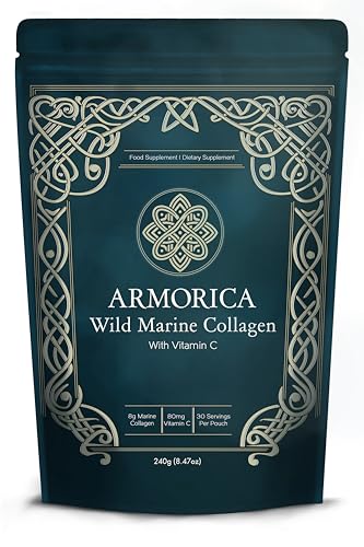 ARMORICA Wild Marine Collagen Peptides with Vitamin C | Sustainably Produced from Wild Fish in The North Atlantic | 30 Servings - (Unflavoured Powder, 240g)
