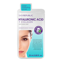 Skin Republic Hyaluronic Acid & Collagen Face Mask, For Younger Looking Skin, Helps with Fine Lines and Wrinkles, Long Lasting Hydration, 25ml TRIO