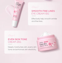 FANFALUV Skincare Set Gifts For Teenage Girls-Sakura Skin Care Sets & Kits With Cleanser Face Serum,Eye Cream,Essence Cream For Blackheads Hydrate Moisturize-Face Exfoliator-Christmas Gifts For Women 4pcs
